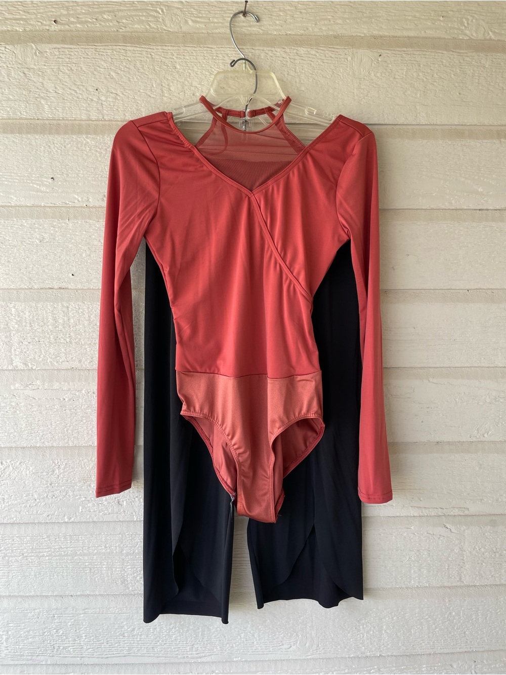 Weissman Women's Mesh Long Sleeve Leotard & Black Pants Dance Set - MA